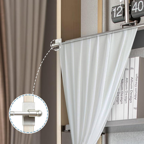 H.VERSAILTEX 2 Pack Magnetic Curtain Rods for Metal Doors Top and Bottom Multi-Use Adjustable Appliances for Iron and Steel Place, Petite Ball End...