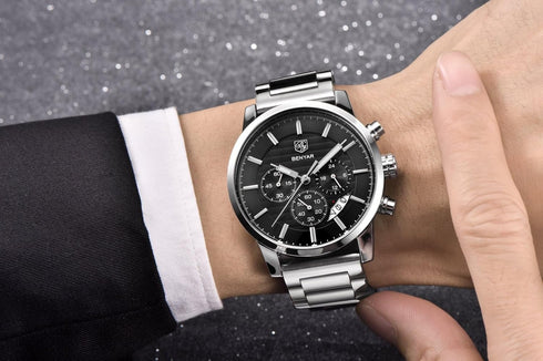 BENYAR Quartz Chronograph Waterproof Watches Business and Sport Design Leather Band Strap Wrist Watch for Men...