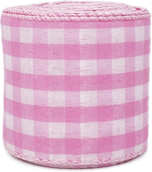 Pink White Buffalo Check Plaid Wired Ribbon,2 1/2”x10 Yard, Farmhouse Gingham Ribbon for Easter, Christmas, Wreath, Spring, Summer, Wedding, Baby ...