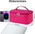 Large Travel Makeup Bag Makeup Case Organizer,Waterproof Leather Checkered Cosmetic Bag Toiletry Bag for Girls Traveling with Removable Divider,Gi...