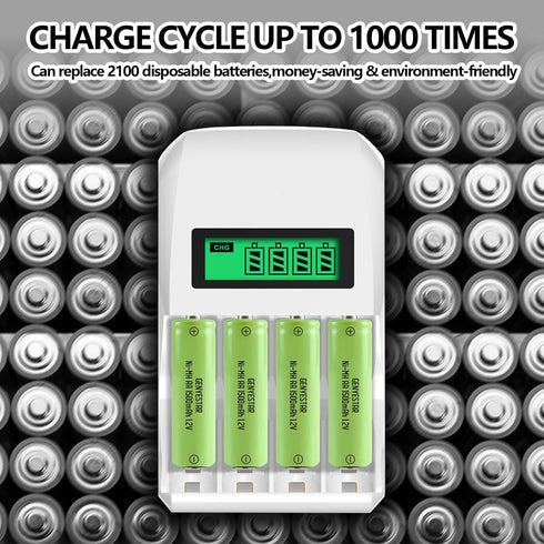 Rechargeable AA Battery NIMH 1.2V Double A 1500mAh High Capacity 2 Pack Pre-Charged Solar Batteries Low Self Discharge for Solar Light Replacement...