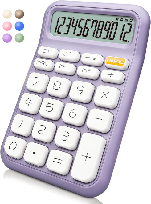 Mechanical Switch Calculator,12 Digits,Large LCD Display,Purple Desktop Calculator Big Buttons,Cute Calculator,Aesthetic calculator for office,sch...