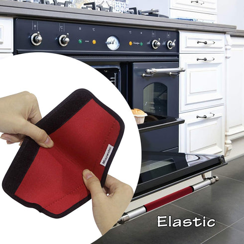 Miaowater Refrigerator Door Handle Covers Kitchen Appliance Decor Handles Anti-Skid Anti-Static Protector Fridge, Dishwasher Oven Keep Off Fingerprints,Food Stains 2PCS (Red)