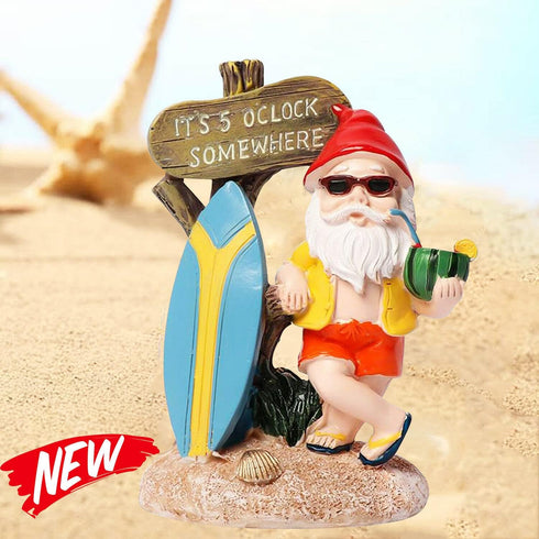 Garden Gnomes Outdoor Funny-It is 5 O'clock Somewhere Gnome Ourdoor Statue for Indoor Outdoor Garden Gnome Sculpture Patio Yard Lawn Dwarf Decorat...
