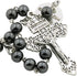 Needzo St. Michael Dark Gray Auto Rosary, Religious Car Accessories for Rearview Mirror, Catholic Gifts for Police Officers or Firefighters, 8 ½ I...