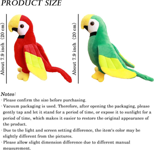 2PCS 7.9" Parrot Stuffed Animal Plush Bird Toy Cute Doll Gifts for Girls Boys...