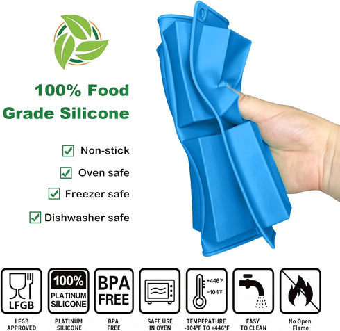 Rice Krispies Silicone Mold for Rice Krispies Treats Baking, 6-Cavity Granola Cereal Bars Mold for Chocolate Cheesecake Brownie...