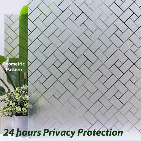 Bloss Privacy Window Film Decorative Window Film Frosted Window Decals Clear Glass Film Non-Adhesive for Home Office Glass,17.7 x 78.7inch...