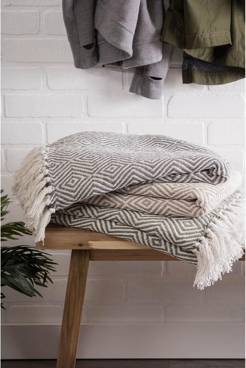 DII Diamond Throw Collection Woven Cotton, 50x60, Mineral Gray...