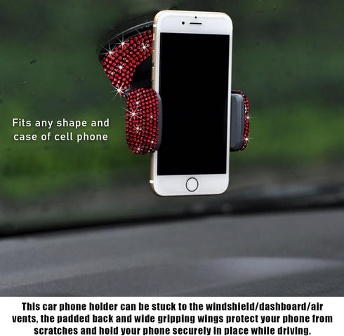 Bling Car Phone Holder, 360 Degree Adjustable Crystal Auto Dashboard Air Vent Cell Phone Mount, Universal Car Phone Holder Mount for Windshield Da...