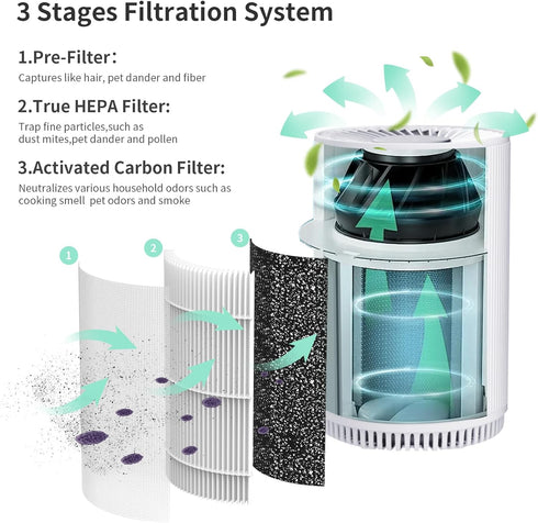 KJ80 True HEPA Replacement Filter Compatible with Druiap KJ80 Purifier, Compared to part# AF3080, 3-in-1 H13 True HEPA Filters?2-Pack?...