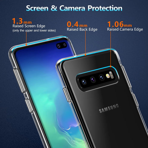 Rayboen Case for Galaxy S10 Plus, Crystal Clear Designed Shockproof Protection Phone Case, Transparent Hard PC Back Flexible TPU Sleek Light and D...