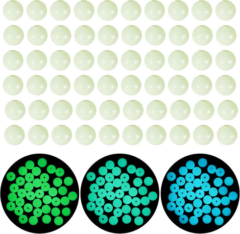 120 Pieces Quartz Pearl Balls Luminous Solar Stone Beads Grow in The Dark 6 mm Quartz Balls Beads UV Reactive Glowing Pearls for Jewelry Making De...