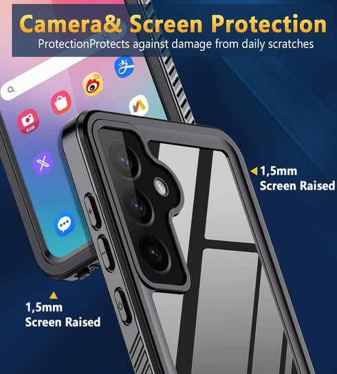 for Samsung Galaxy S24 Case, IP68 Waterproof Dustproof Shockproof S24 Case with Screen Protector for Samsung S24 (Black, Galaxy S24)...
