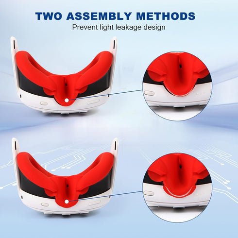 2Pcs VR Face Pad for Oculus/Meta Quest 3,Washable Anti Leakage Light and Anti Sweat Face Cushion Replacement(Red+Blue)......