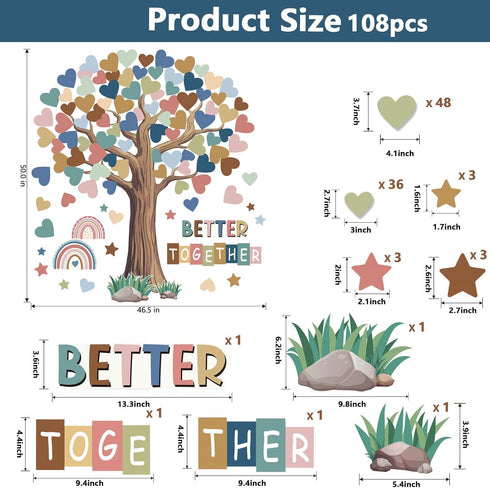 Adduster 108 Sheet Tree Bulletin Board Set - Classroom Tree Bulletin Board Set Heart Cutouts Classroom Bulletin Tree Wall Decor Supplies for Schoo...