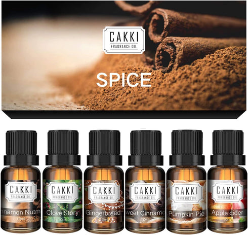 Spice Essential Oils for Diffusers for Home, 6 x10ml, CAKKI Fragrance Oils Set with 6 Scents, for Candles Making, for Soaps Making...