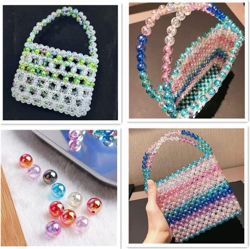 200g Acrylic Round Beads 6mm 8mm 10mm 12mm AB Colors Craft Beads Round Spacer Beads with Holes for Earring Bracelet Necklace Key Chains Jewelry Ma...