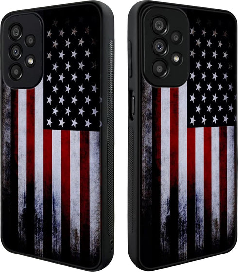 Tnarru Compatible with Samsung Galaxy A23 Case American Flag Pattern Hard PC Back and Soft TPU Sides Scratchproof Shockproof Protective Case for S...