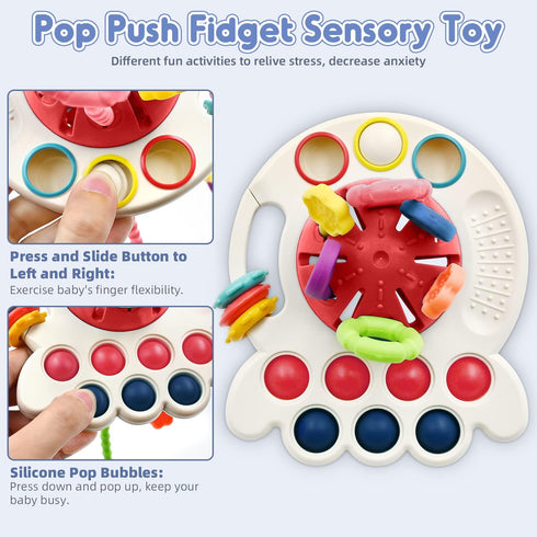 AiTuiTui Sensory Montessori Baby Toys 6 to 12 Months, Toddler Travel Toys for 1 2 Year Old Boy Girl Birthday Gifts, Soft Pull String Fidget Educat...