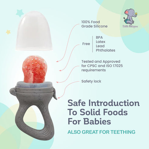 LittleWhispers Baby Fruit & Food Feeder Pacifier - Pacifier Feeders for Fresh Fruit or Frozen Breastmilk - Infant Teething Relief - Set of 2...