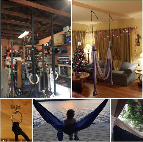 Hammock Hanging Hook Kit, Load Capacity 1400 lb, Stainless Steel Round Mount Pads, Spring Snap Hooks, Lag Screws Set for Hammock Yoga Swing Chair ...
