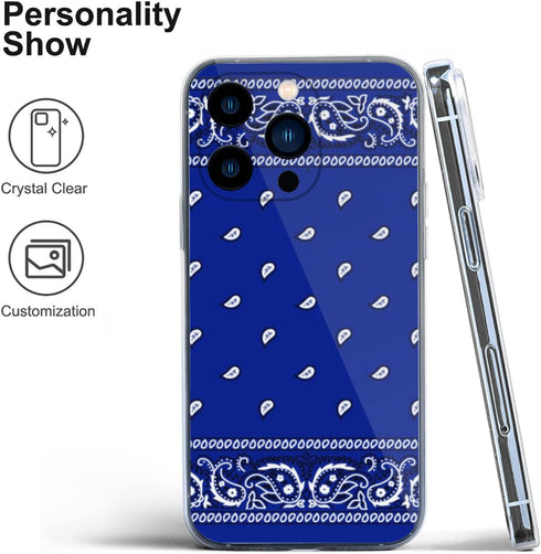 Phone Case Bandana Compatible with iPhone 13 Pure Clear Blue Phone Case Waterproof Royal Accessories Charm, Green......
