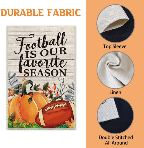Football is Our Favorite Season Pumpkin Garden Flag, 12 x 18 Inch Double Sided Holiday Yard Outdoor Harvest Party Lawn Decoration Flag, Fall Garde...
