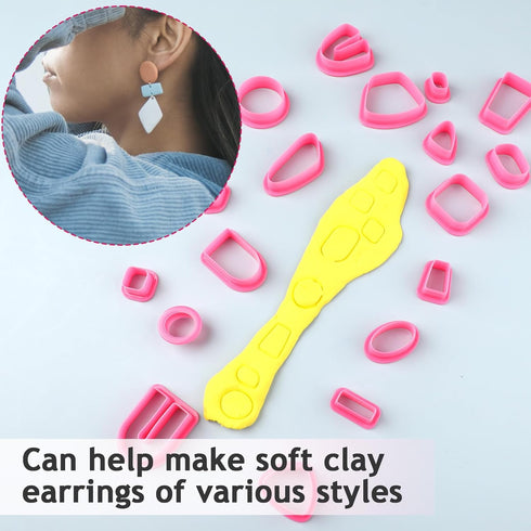 Polymer Clay Cutters Kit 18 Different Shapes for Women Earring Polymer Clay Jewerlry Making Tools Plastic Clay Earring Hooks Cutters Sculpting Too...