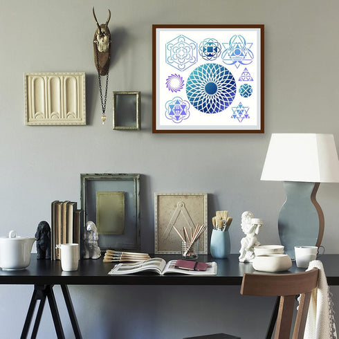 FINGERINSPIRE Cosmos Infinity Symbols Stencil 11.8x11.8 inch Sacred Geometry Drawing Painting Stencils Plastic Array Chakra Pattern Stencil Reusab...