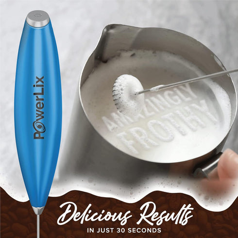 PowerLix Milk Frother Handheld Battery Operated Electric Whisk Foam Maker For Coffee, Latte, Cappuccino, Hot Chocolate, Durable Mini Drink Mixer W...