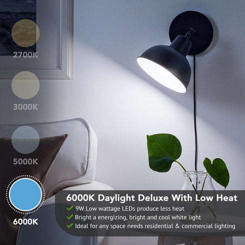 A19 LED Light Bulbs, 60 Watt Equivalent LED Bulbs, 6000K Cool White, 850LM, Non-Dimmable, E26 Base, 9W Bright White LED Bulbs, 4-Pack...