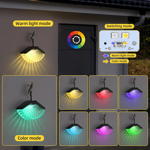 Solar Wall Lights,2 Lighting Modes Solar Fence Lights,Warm White & Color Glow LED Lights, Solar Lights for Garden,Patio,Deck Railing,Pool and Wall...