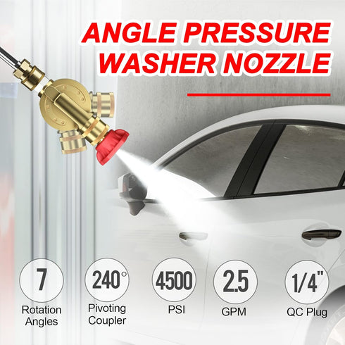 POHIR Pressure Washer Pivoting Coupler, 240° Pressure Angle Adapter with 7 Angles, Includes a 4500 psi Pivot Coupler for Hard to Reach Areas and a...