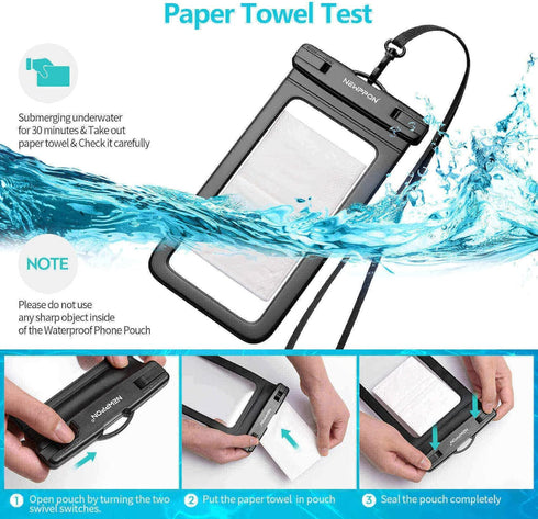 newppon Waterproof Cell Phone Pouch : 3 Pack Underwater Dry Bag Case Lanyard - Water Proof Clear Holder Protector for iPhone 15 14 13 Pro Max Plus...