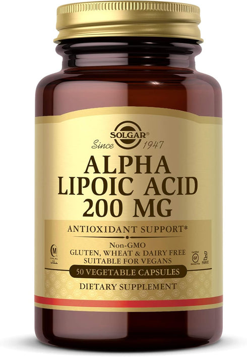 Solgar Alpha Lipoic Acid 200 mg, 50 Vegetable Capsules - Antioxidant Support - Helps to Recycle Glutathione, Vitamin C & E, CoQ-10 - Non-GMO, Vega...