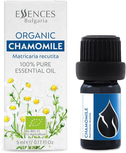 Essences Bulgaria Organic Chamomile Essential Oil - Blue 1/6 Fl Oz | 5ml | Matricaria recutita | 100% Pure and Natural | Undiluted | Therapeutic G...