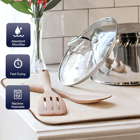 SINLAND Microfiber Dish Drying Mat Super Absorbent Dish Drying Pad for Drainer Kitchen Counter, Large Size Mat for Countertops or Sinks 16Inch X 1...