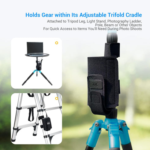 JJC Equipment Mounting Strap for Power Bank on Tripod for Long Time Photography,Remote/Off-Camera Flash Holder Strap for Photographer Videographer...