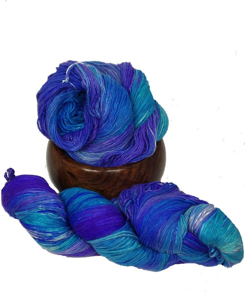 100% Recycled and Hand-Dyed Silk Roving Worsted Yarn, Luxurious & Soft Silk Roving | Ideal for Knitting, Crocheting, Crafting | Smooth Texture & f...
