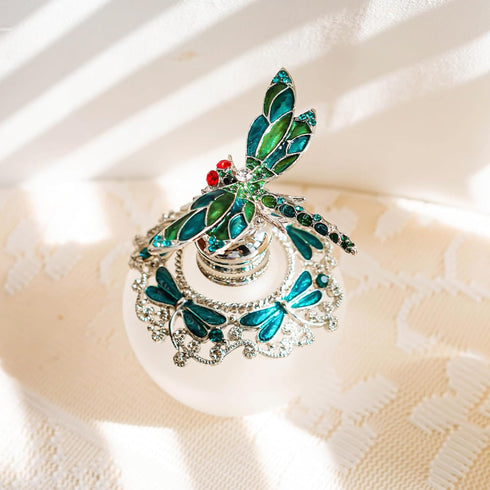 YU FENG 40ml Fancy Empty Crystal Perfume Bottle with Green Dragonfly Stopper Rhinestones Bejewelled Refillable Glass Bottle Containers...