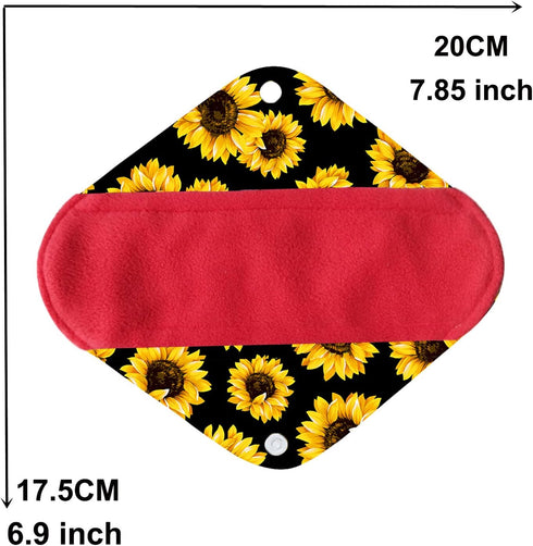 7pcs Set Reusable Menstrual Pads Including 1pc Mini Wet Bag +6pcs Reusable Washable Stay Dry Cloth Menstrual Pads/Women Sanitary Pads/Mama Panty L...