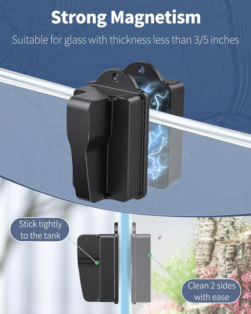 Pawfly Aquarium Magnet Glass Cleaner Fish Tank Magnet Brush Alage Scraper for 3/5 Inch Thick Glass (Not for Acrylic & Plastic Tanks)...