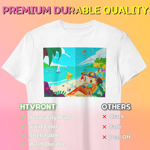 HTVRONT Heat Transfer Paper for Light T Shirts -25 Sheets 8.5x11" Iron on Transfer Paper for Inkjet & Laser Printer, Stretchable & Durable Printab...