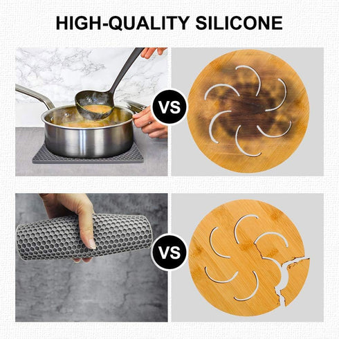 Silicone Trivet Mats, Silicone Pot Holders for Hot Pots and Pans, Heat Resistant Counter Mats for Tables, Countertops, Spoon Rest and Large Coaste...