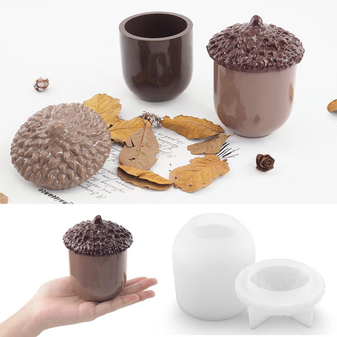 2pcs/Set Pinecone silicone molds, resin jar molds with lids, epoxy resin molds for DIY jewelry storage boxes, candle holders, candy boxes, epoxy r...