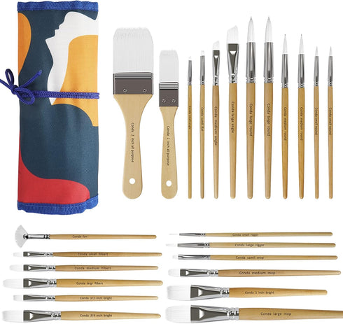 CONDA Paint Brushes Set of 24 Different Shapes Artist Brushes Professional Painting Brushes for Oil, Acrylic Canvas and Watercolor Painting (Color...