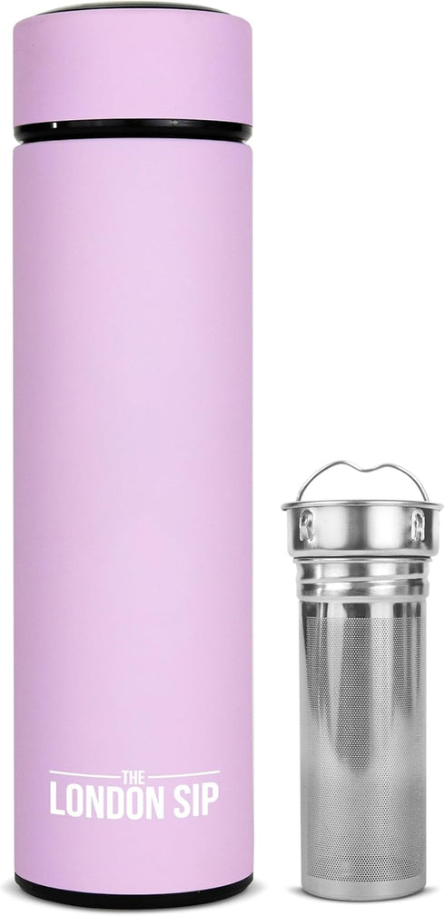 London Sip Multi-Purpose Tea Infuser Travel Mug and Tumbler Fruit Infuser Flask Hot and Cold Double Wall Stainless Steel Thermos with Extra-Long I...