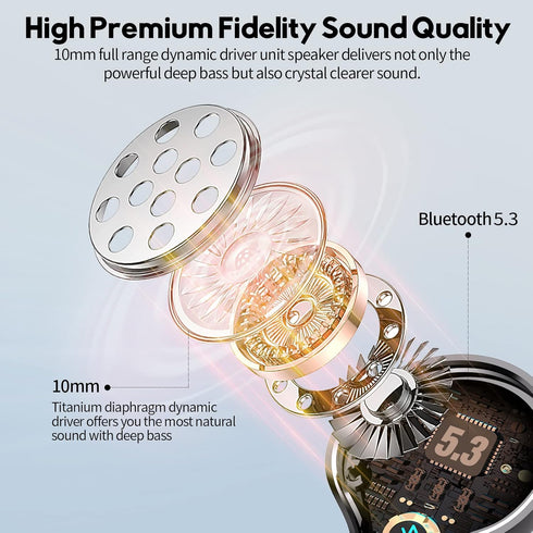 MOZOTER Bluetooth 5.3 Wireless Earbuds,Deep Bass Loud Sound Clear Call Noise Cancelling with 4 Microphones in-Ear Headphones with Wireless Chargin...