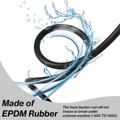 10FT Backer Rod 1/4 Inch Diameter Foam Caulk Concrete Expansion Joint Filler Black Rubber Caulk Saver Weather Stripping Concrete Filler Rope for G...